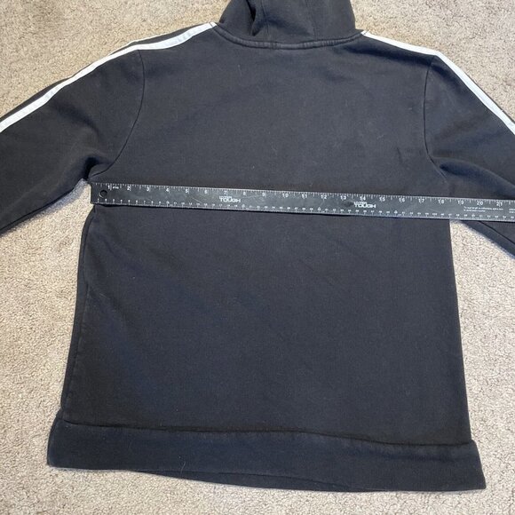 ADIDAS Boys Signature HoodieSweatshirt  Sz Large 14/16 Black with White Stripes - Picture 11 of 11